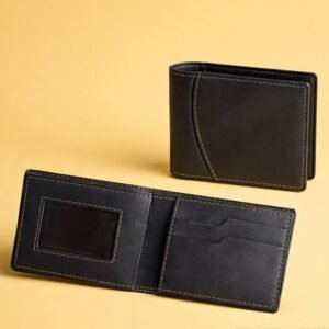dompet lipat pria minimalis classic – men’s bifold wallet kulit sintetis smooth premium jahitan kontras
